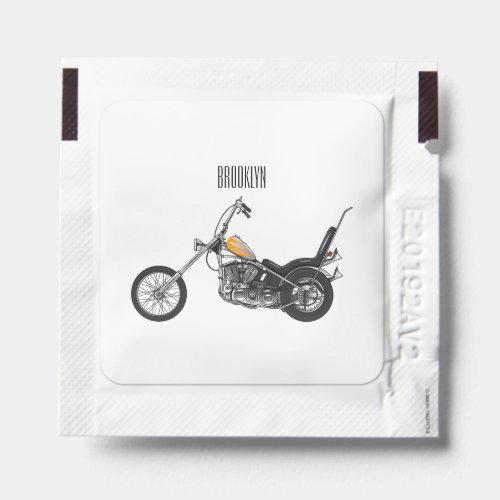 Chopper Motorcycle 1950 cartoon illustration Hand Sanitizer Packet