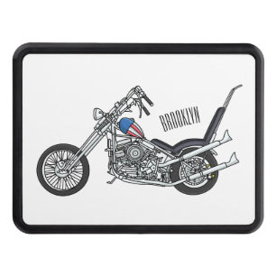 Chopper Motorcycle 1950 cartoon illustration Hitch Cover