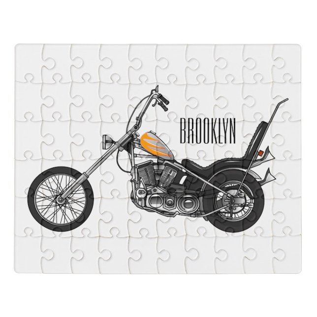 Chopper Motorcycle 1950 cartoon illustration Jigsaw Puzzle (Puzzle Horizontal)