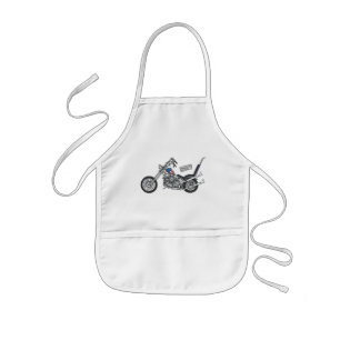 Chopper Motorcycle 1950 cartoon illustration Kids' Apron