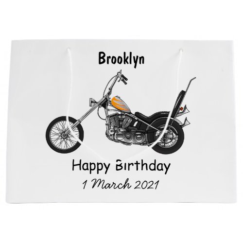 Chopper Motorcycle 1950 cartoon illustration Large Gift Bag