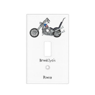 Chopper Motorcycle 1950 cartoon illustration Light Switch Cover