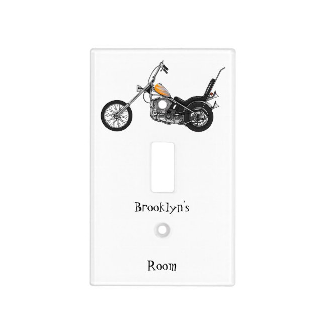 Chopper Motorcycle 1950 cartoon illustration Light Switch Cover (Front)