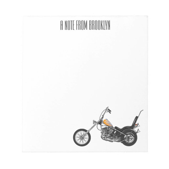 Chopper Motorcycle 1950 cartoon illustration Notepad (Front)