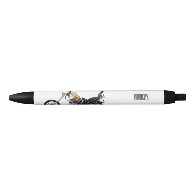 Chopper Motorcycle 1950 cartoon illustration Pen (Front)