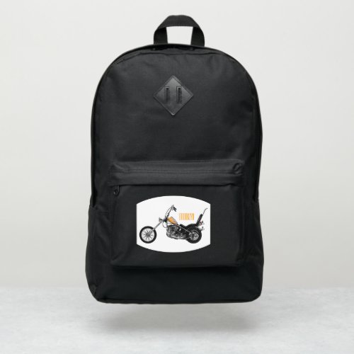 Chopper Motorcycle 1950 cartoon illustration Port Authority Backpack