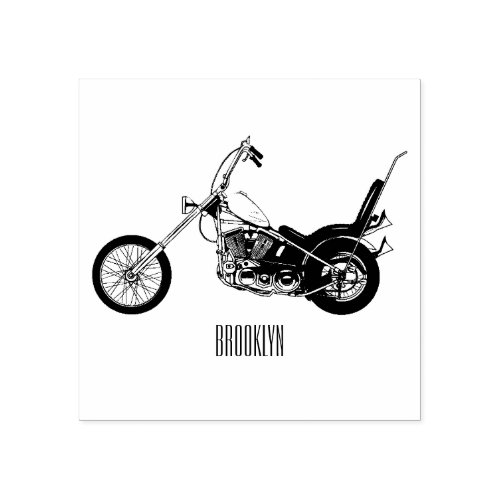 Chopper Motorcycle 1950 cartoon illustration Rubber Stamp