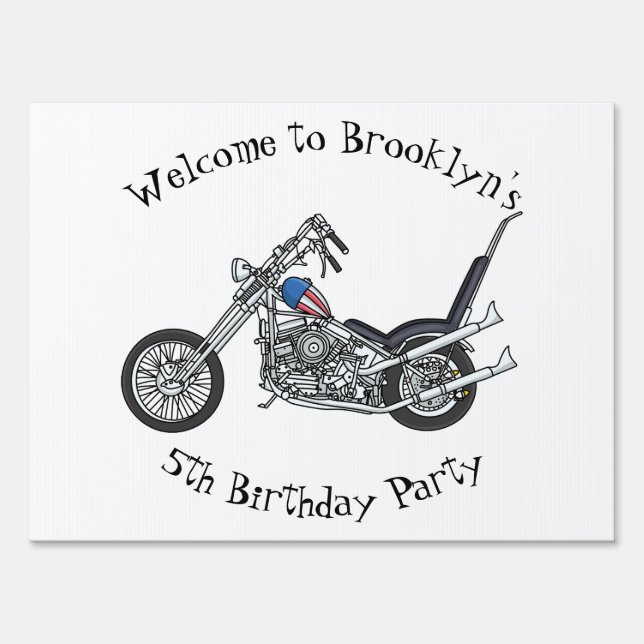 Chopper Motorcycle 1950 cartoon illustration Sign (Front)