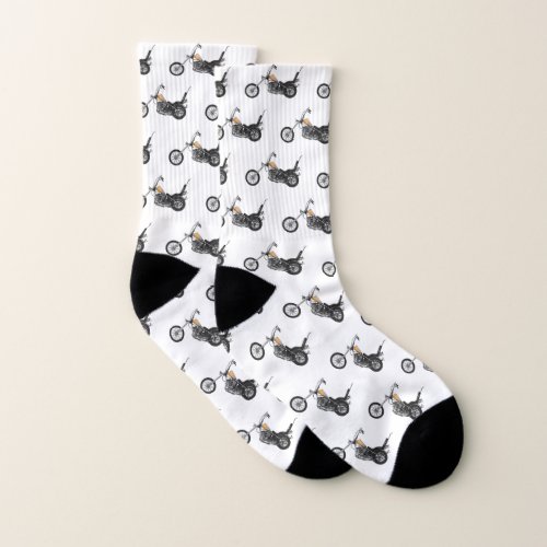 Chopper Motorcycle 1950 cartoon illustration Socks