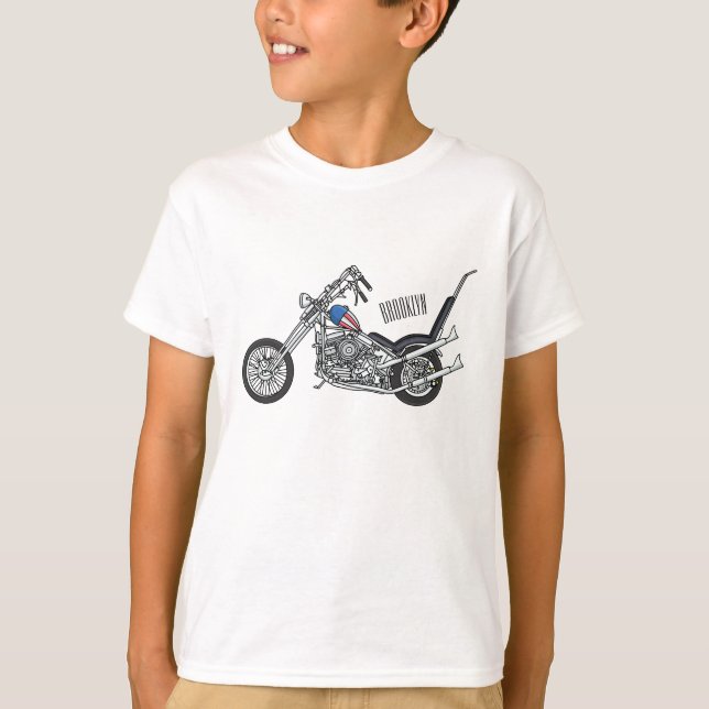 Chopper Motorcycle 1950 cartoon illustration T-Shirt (Front)