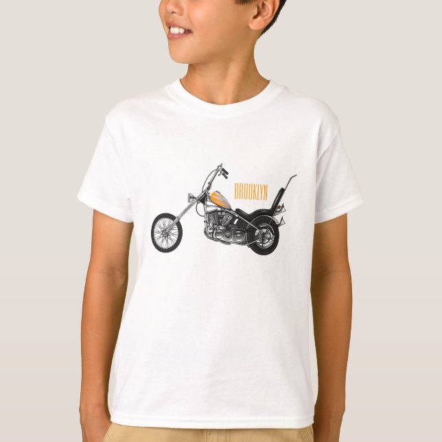 Chopper Motorcycle 1950 cartoon illustration T-Shirt (Front)