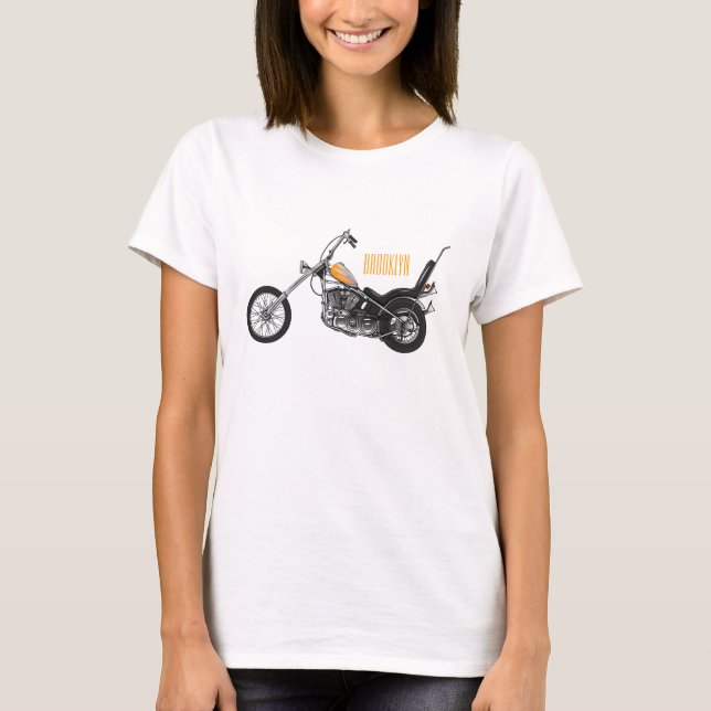 Chopper Motorcycle 1950 cartoon illustration T-Shirt (Front)