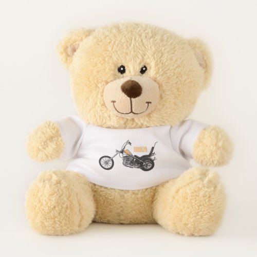 Chopper Motorcycle 1950 cartoon illustration Teddy Bear