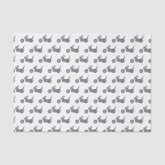 Chopper Motorcycle 1950 cartoon illustration Tissue Paper (Front)