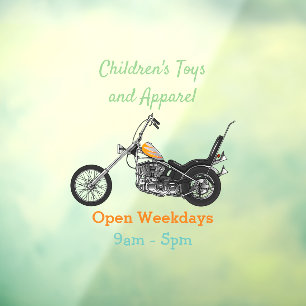 Chopper Motorcycle 1950 cartoon illustration Window Cling