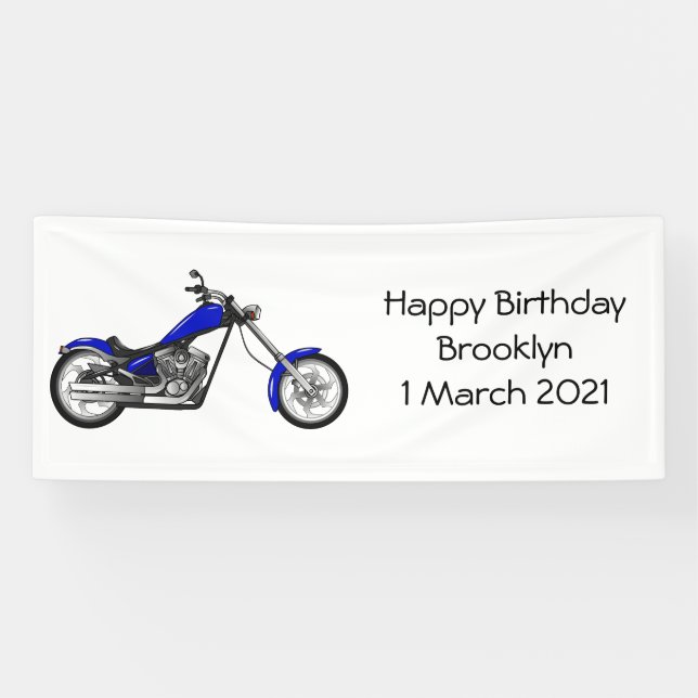 Chopper motorcycle cartoon illustration banner (Horizontal)