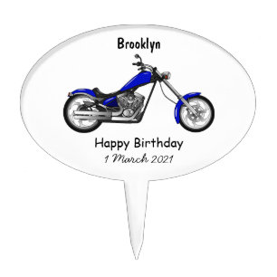 Chopper motorcycle cartoon illustration cake topper