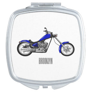 Chopper motorcycle cartoon illustration compact mirror