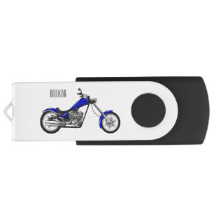 Chopper motorcycle cartoon illustration flash drive