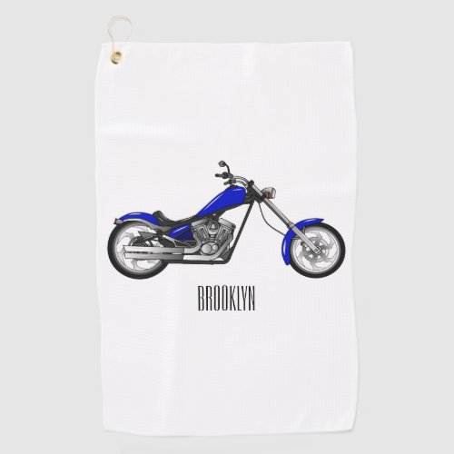 Chopper motorcycle cartoon illustration golf towel