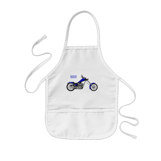 Chopper motorcycle cartoon illustration kids' apron (Front)