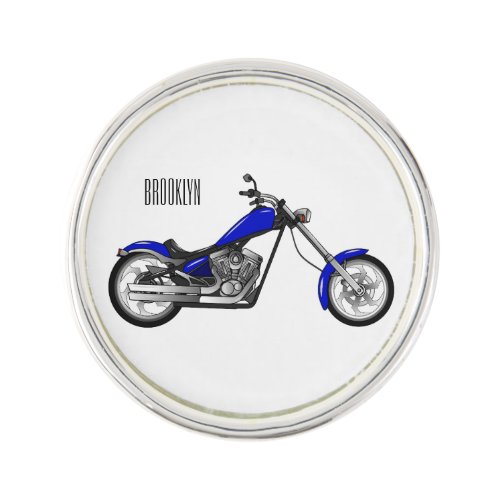 Chopper motorcycle cartoon illustration lapel pin