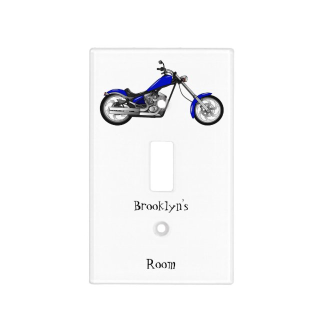 Chopper motorcycle cartoon illustration light switch cover (Front)