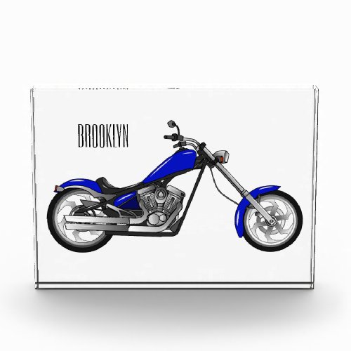 Chopper motorcycle cartoon illustration photo block