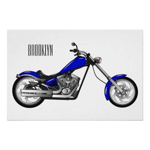 Chopper motorcycle cartoon illustration poster