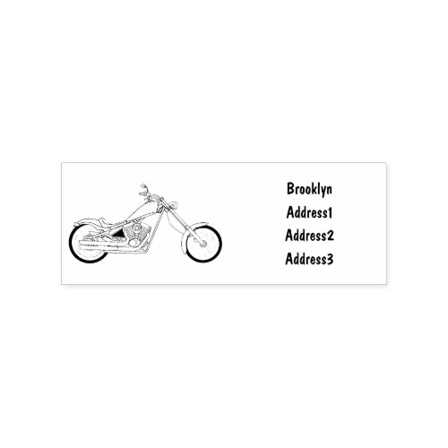 Chopper motorcycle cartoon illustration rubber stamp