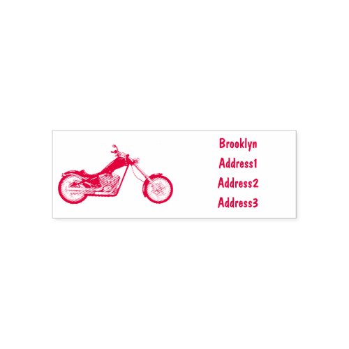 Chopper motorcycle cartoon illustration self_inking stamp