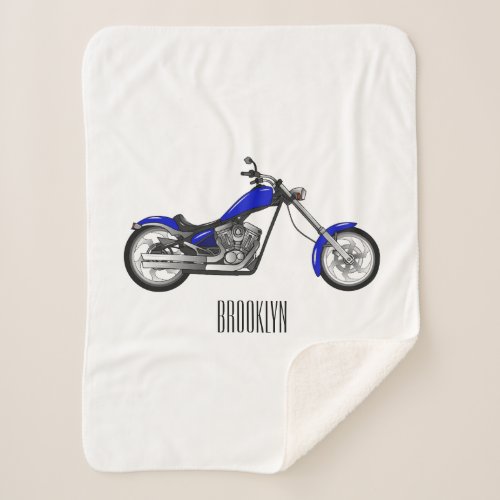 Chopper motorcycle cartoon illustration sherpa blanket