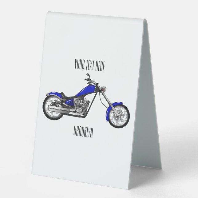 Chopper motorcycle cartoon illustration table tent (Front)