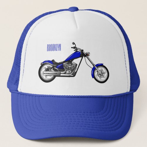 Chopper motorcycle cartoon illustration trucker hat