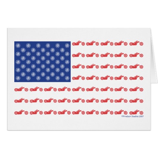Chopper Motorcycle Patriotic Flag Cards (Front Horizontal)