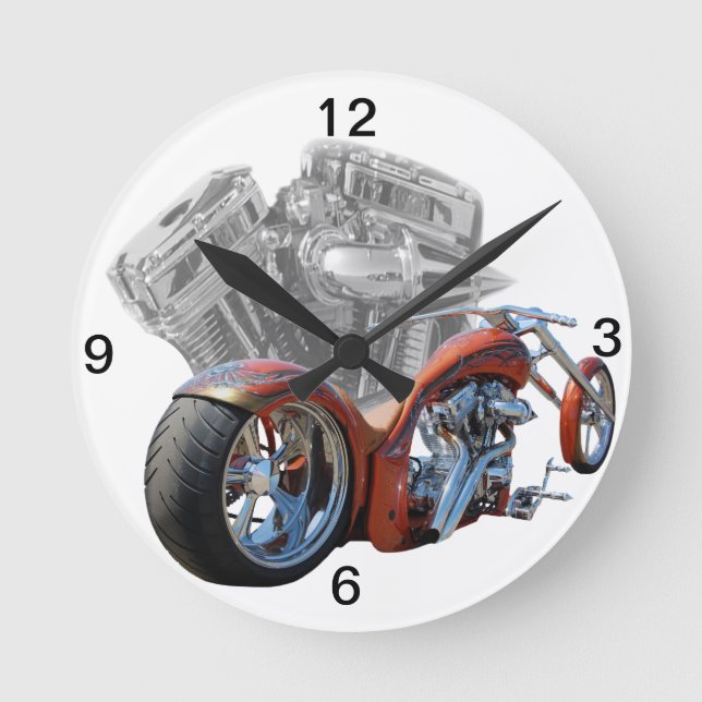Chopper.motorcycle Round Clock (Front)