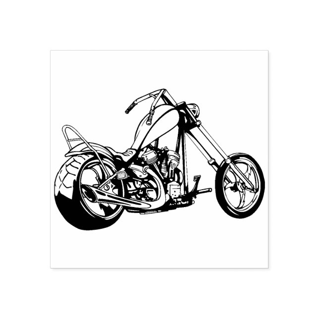 Chopper Motorcycle  Rubber Stamp (Imprint)