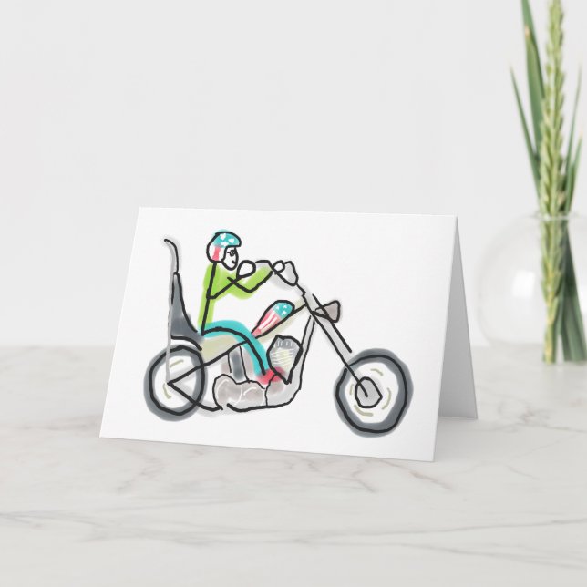 Chopper Motorcycle Stickman Card (Front)