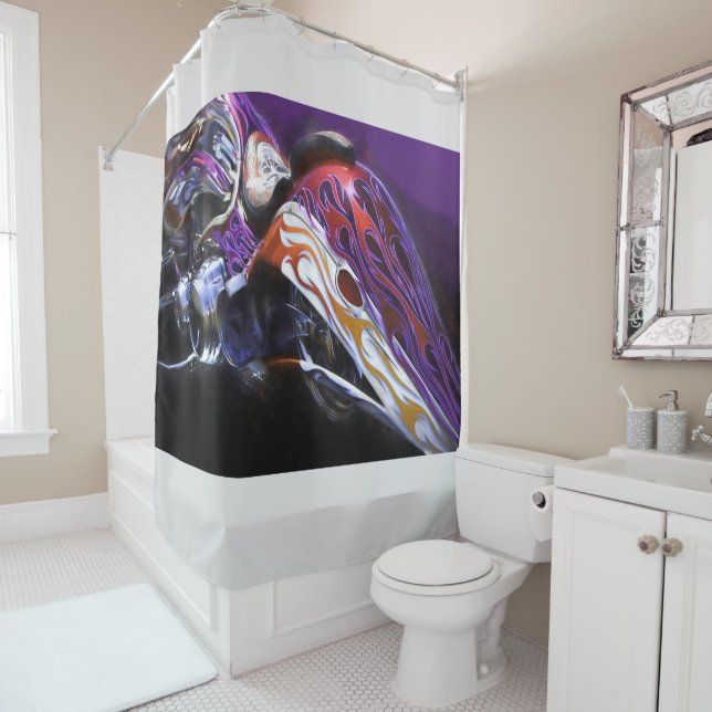 CHOPPER MOTORCYCLE TAIL OF A DRAGON SHOWER CURTAIN (In Situ)