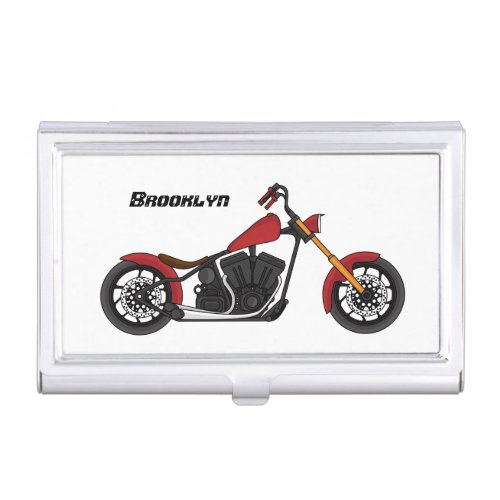 Chopper style motorcycle illustration business card case