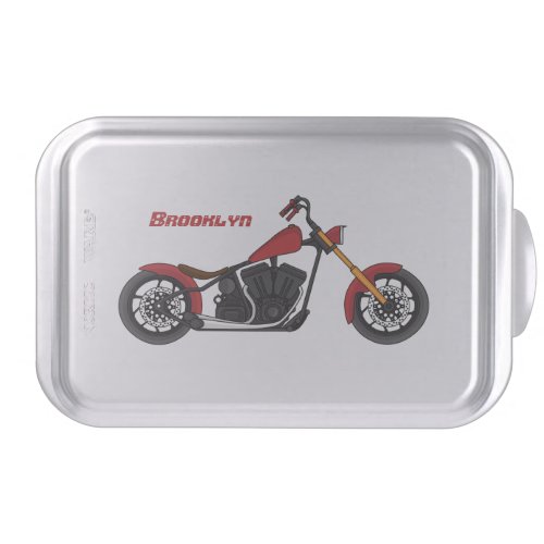 Chopper style motorcycle illustration cake pan