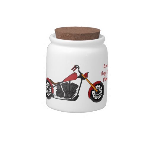 Chopper style motorcycle illustration candy jar