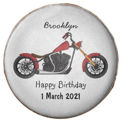 Chopper style motorcycle illustration chocolate covered oreo