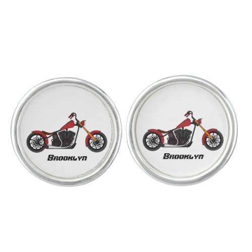 Chopper style motorcycle illustration cufflinks