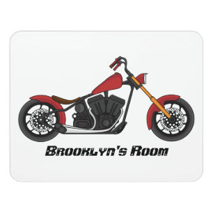 Chopper style motorcycle illustration door sign