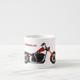 Chopper style motorcycle illustration espresso cup