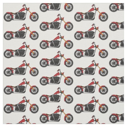 Chopper style motorcycle illustration fabric