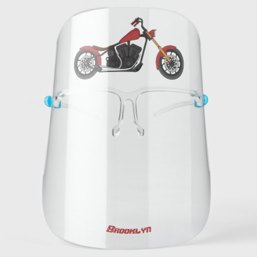 Chopper style motorcycle illustration face shield