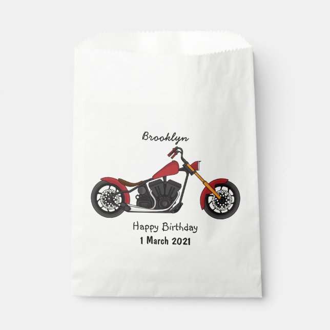 Chopper style motorcycle illustration favor bag (Front)