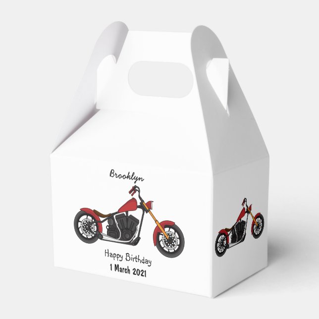 Chopper style motorcycle illustration favor boxes (Front Side)